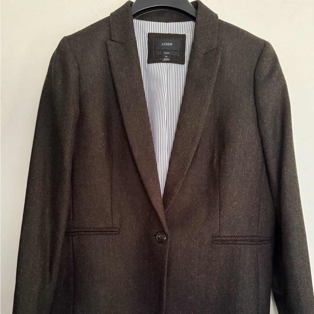 J. Crew Women's Dark Brown Herringbone Blazer
